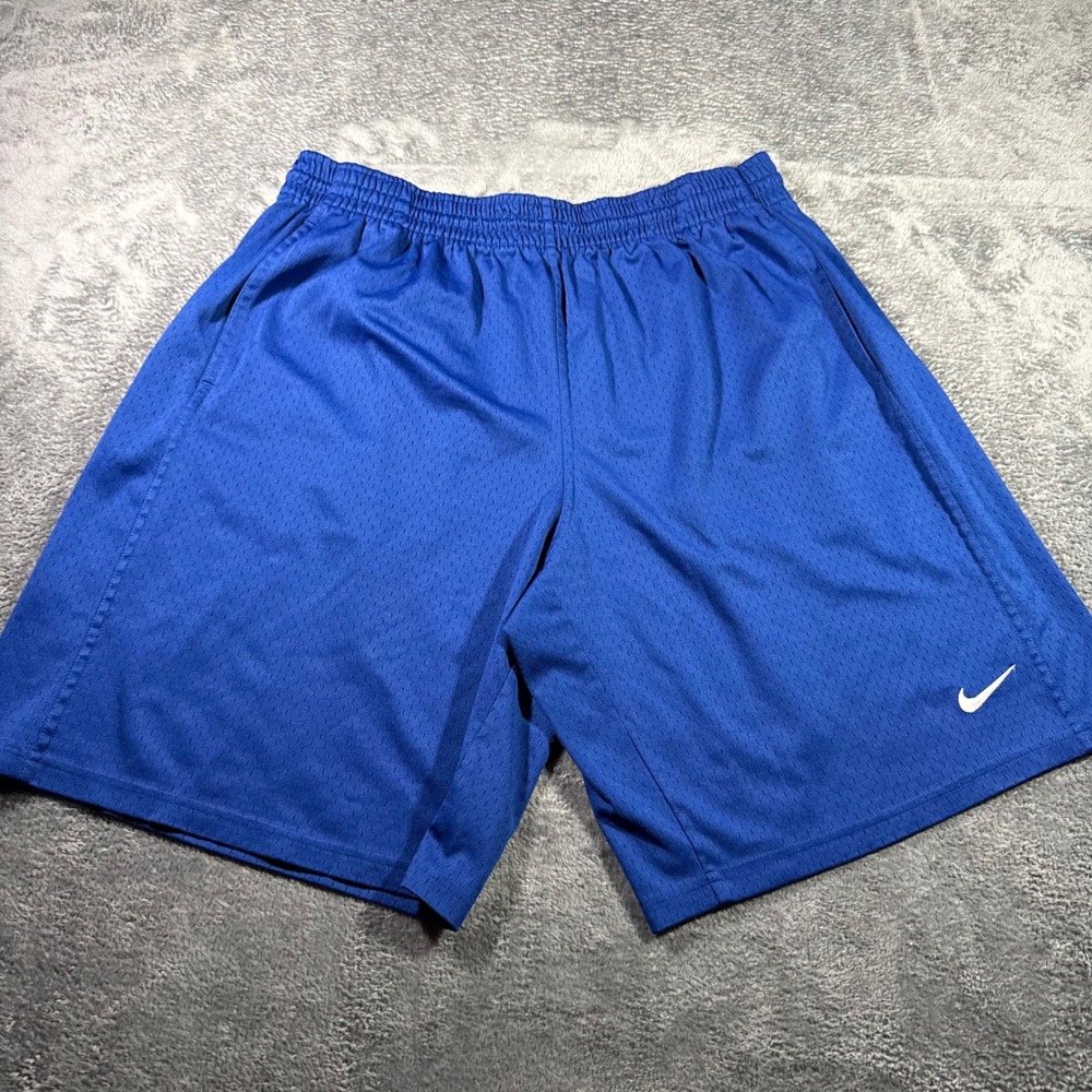 Nike Mens XL Royal Blue Mesh Athletic Basketball Shorts Swoosh Logo Pockets